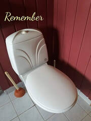 Artistic photo of toilet with text 